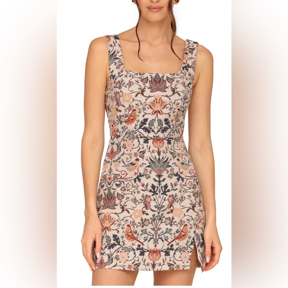 NWT Avec Les Filles Multicolor Fall Bird Floral  Dress Size 4 *Sold Out*